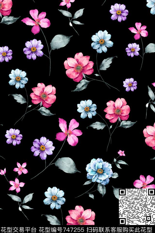 小碎花花朵花卉数码印花华亿平台下载（图片编号: 747255） - 瓦栏（Walan）