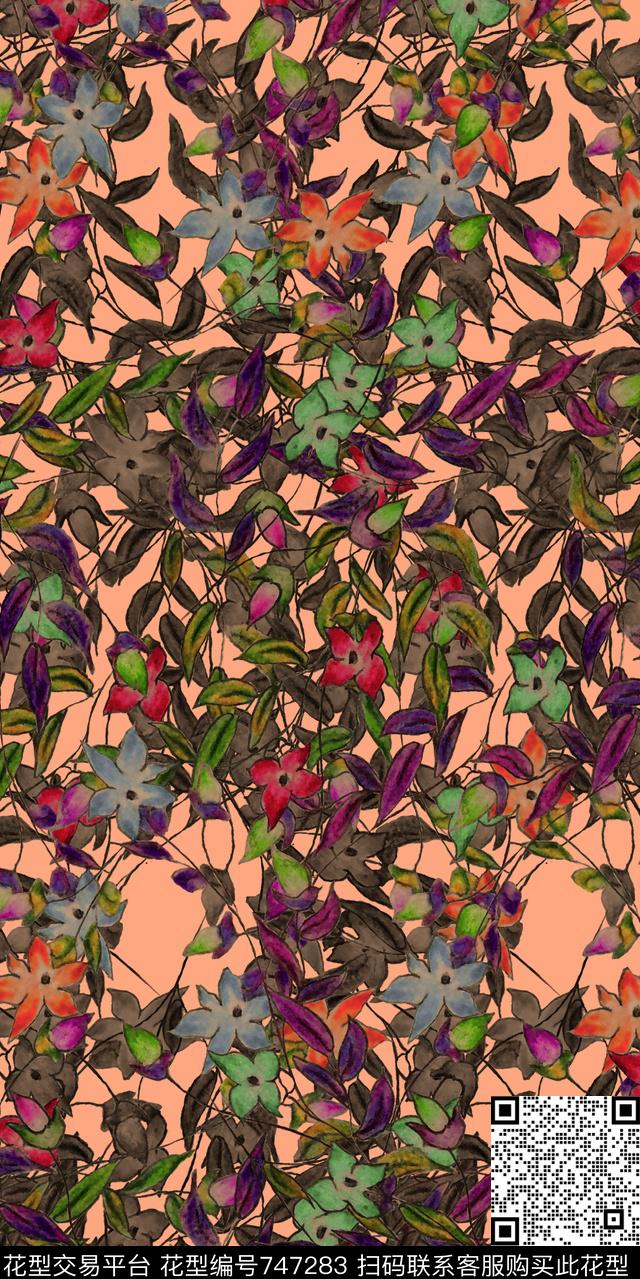 装饰图案花卉传统印花华亿平台下载（图片编号: 747283） - 瓦栏（Walan）
