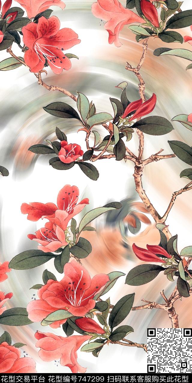 抽象花卉高雅数码印花华亿平台下载（图片编号: 747299） - 瓦栏（Walan）