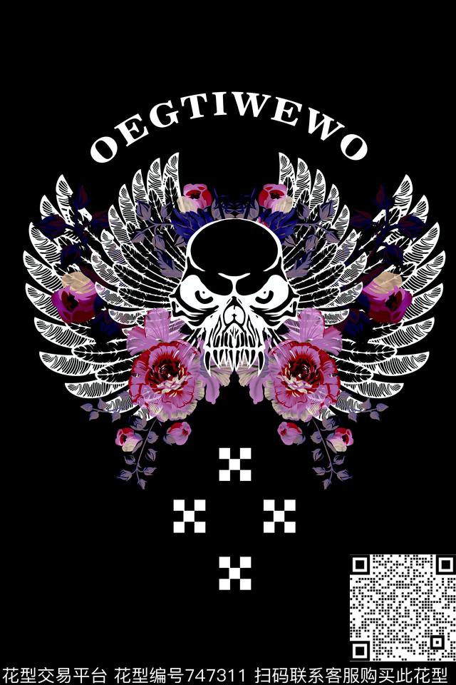 花卉几何英文数码印花华亿平台下载（图片编号: 747311） - 瓦栏（Walan）