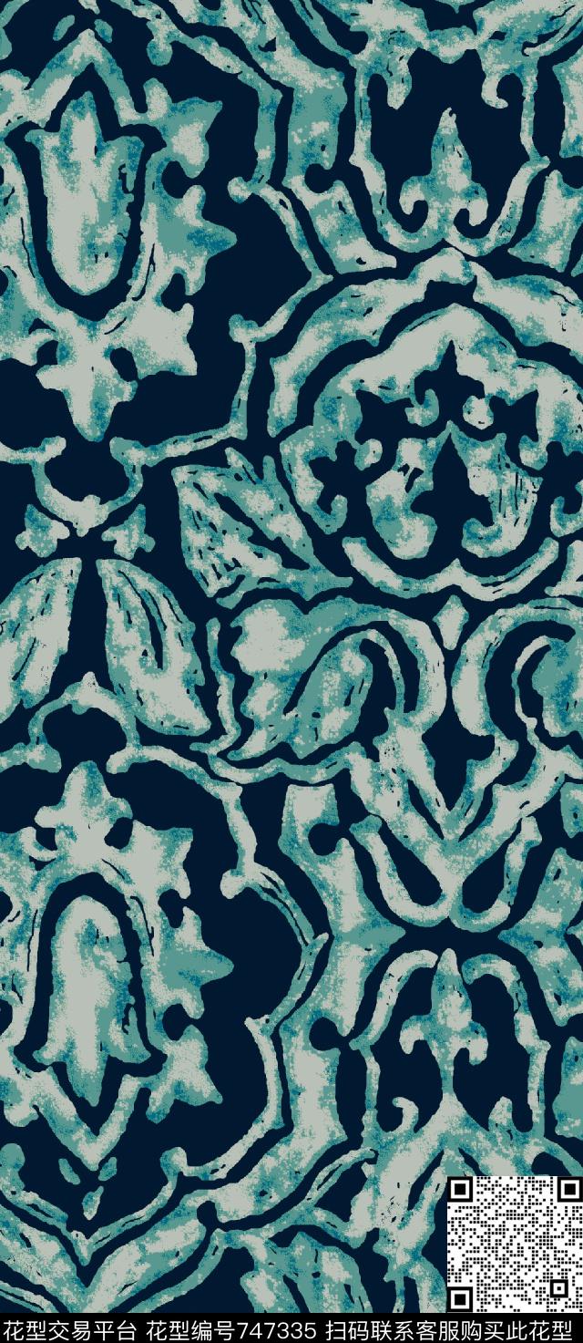 火腿花佩斯利腰果传统印花华亿平台下载（图片编号: 747335） - 瓦栏（Walan）