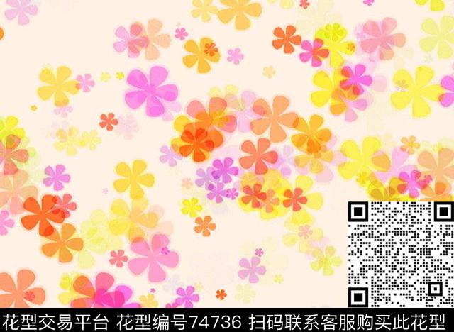 电脑花卉小碎花散落数码印花华亿平台下载（图片编号: 74736） - 瓦栏（Walan）