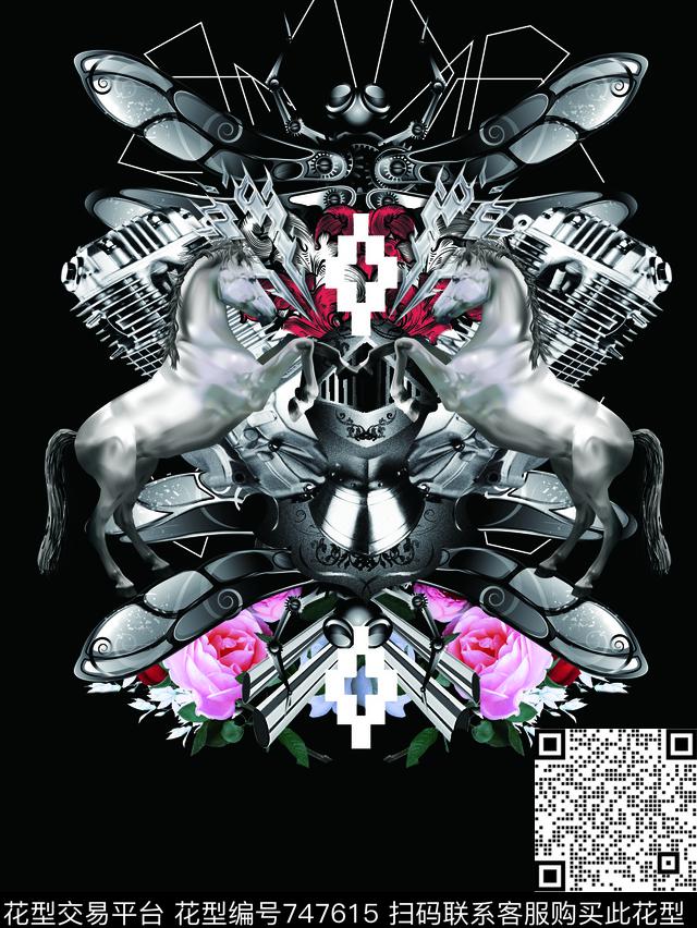 罗马风潮流图案男装数码印花数码印花华亿平台下载（图片编号: 747615） - 瓦栏（Walan）