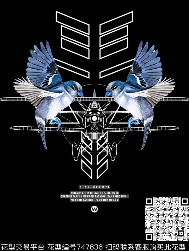 潮牌线条几何数码印花华亿平台下载（图片编号: 747636） - 瓦栏（Walan）