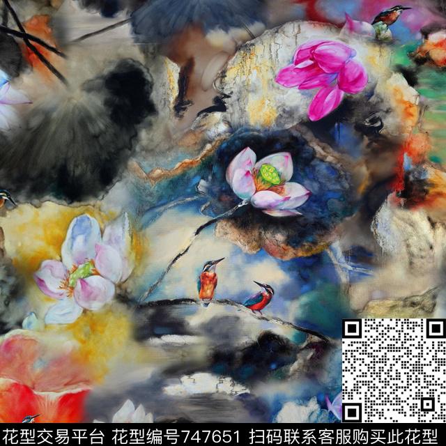 民族风1/2跳接植物数码印花华亿平台下载（图片编号: 747651） - 瓦栏（Walan）