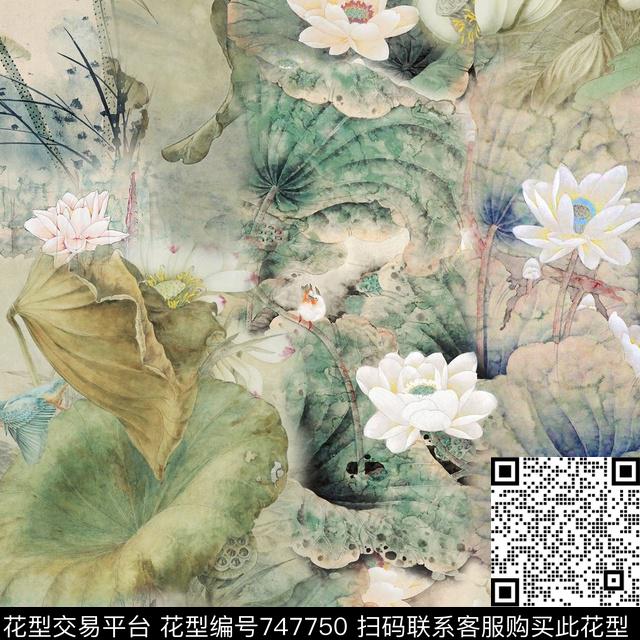 民族风1/2跳接植物数码印花华亿平台下载（图片编号: 747750） - 瓦栏（Walan）