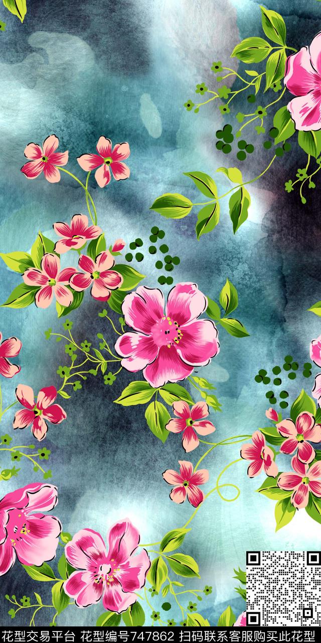 小碎花花朵花卉数码印花华亿平台下载（图片编号: 747862） - 瓦栏（Walan）