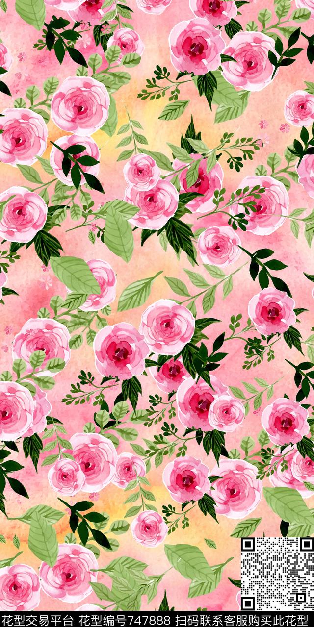 乱花数码花卉类满版花数码印花华亿平台下载（图片编号: 747888） - 瓦栏（Walan）