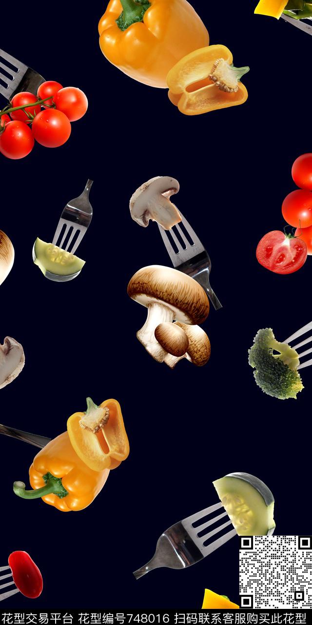 蔬菜餐具食物数码印花华亿平台下载（图片编号: 748016） - 瓦栏（Walan）