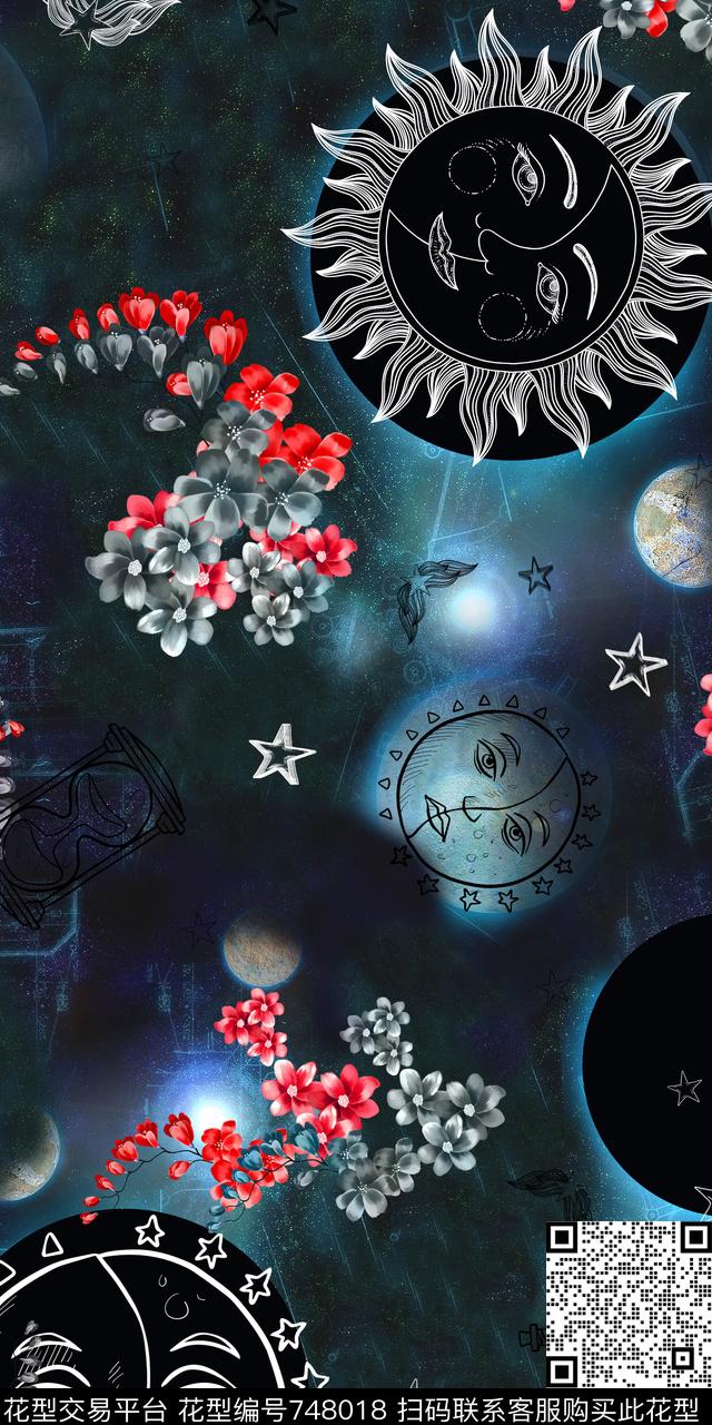 花卉星空几何数码印花华亿平台下载（图片编号: 748018） - 瓦栏（Walan）