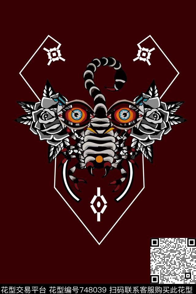 黑白卡通几何数码印花华亿平台下载（图片编号: 748039） - 瓦栏（Walan）