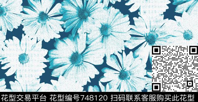 花卉大花菊花传统印花华亿平台下载（图片编号: 748120） - 瓦栏（Walan）