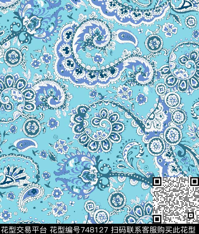 腰果佩斯利火腿花传统印花华亿平台下载（图片编号: 748127） - 瓦栏（Walan）