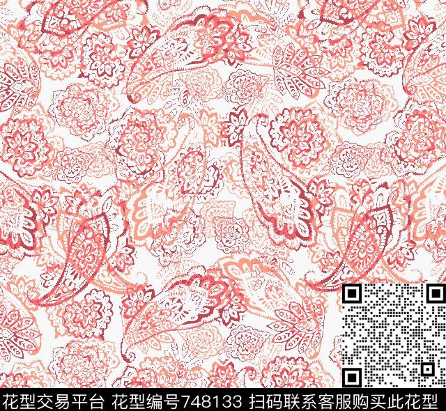 腰果佩斯利火腿花传统印花华亿平台下载（图片编号: 748133） - 瓦栏（Walan）