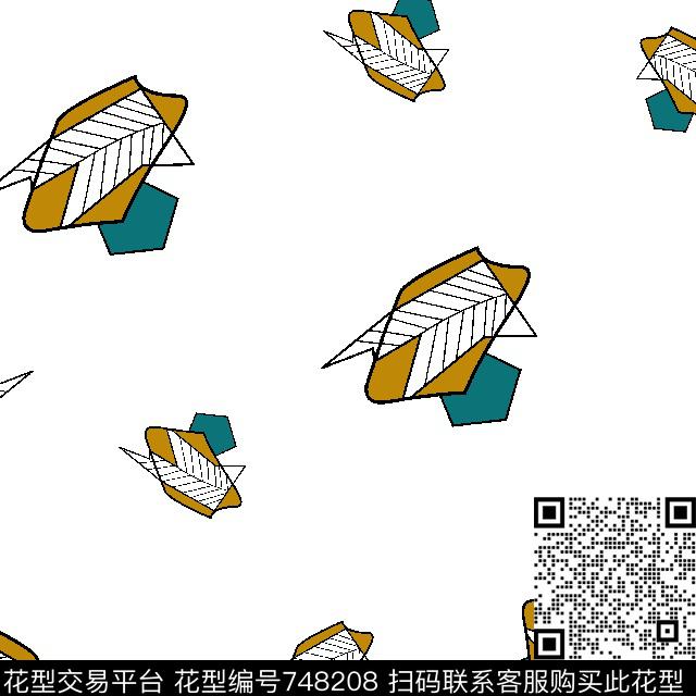 不规则几何抽象白底印花传统印花华亿平台下载（图片编号: 748208） - 瓦栏（Walan）