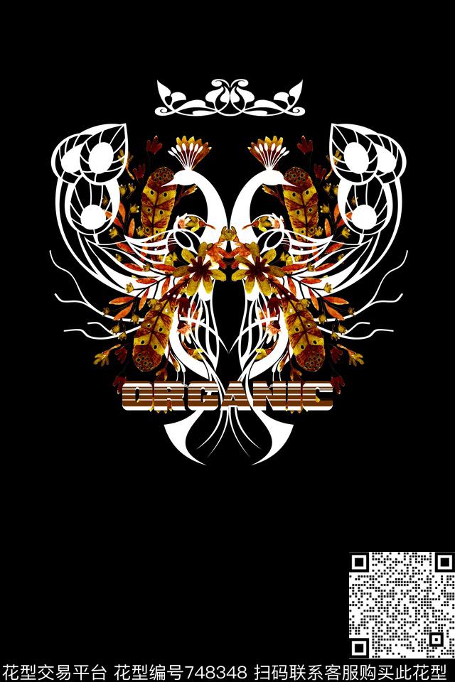 卡通动物黑白数码印花华亿平台下载（图片编号: 748348） - 瓦栏（Walan）