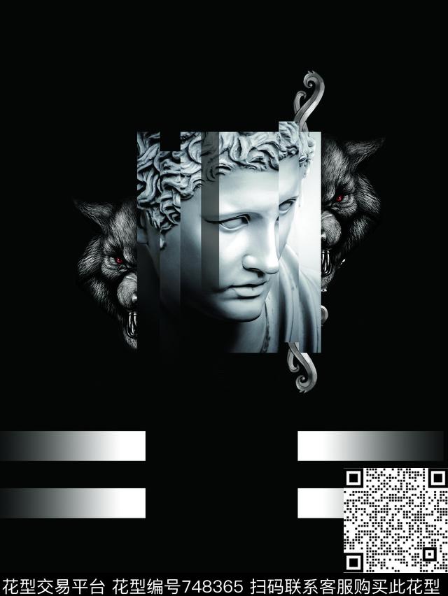 潮流图案男装数码印花数码印花华亿平台下载（图片编号: 748365） - 瓦栏（Walan）