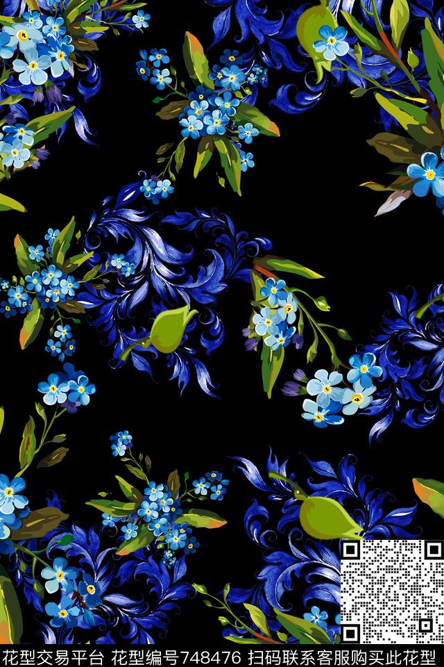 花朵花卉数码印花华亿平台下载（图片编号: 748476） - 瓦栏（Walan）