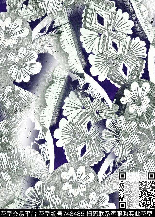 韵味布纹花纹数码印花华亿平台下载（图片编号: 748485） - 瓦栏（Walan）