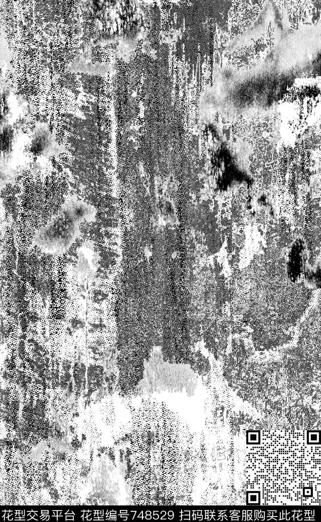 黑白铅笔笔触数码印花华亿平台下载（图片编号: 748529） - 瓦栏（Walan）