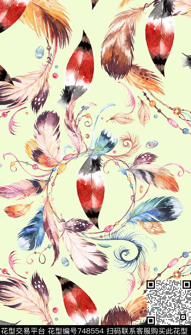 羽毛动物纹花纹数码印花华亿平台下载（图片编号: 748554） - 瓦栏（Walan）