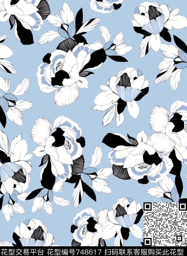 花朵花卉乱花传统印花华亿平台下载（图片编号: 748617） - 瓦栏（Walan）