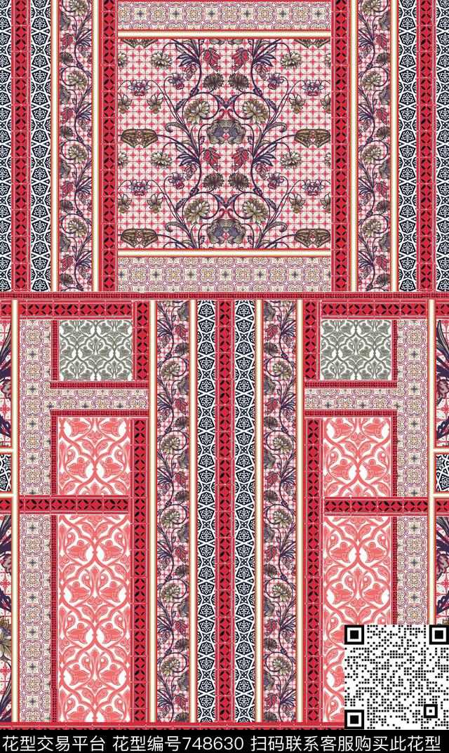 民族风花卉传统印花华亿平台下载（图片编号: 748630） - 瓦栏（Walan）