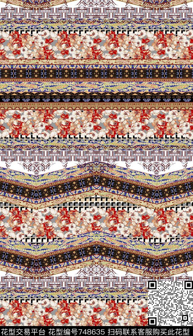 波西米亚民族风中国风数码印花华亿平台下载（图片编号: 748635） - 瓦栏（Walan）