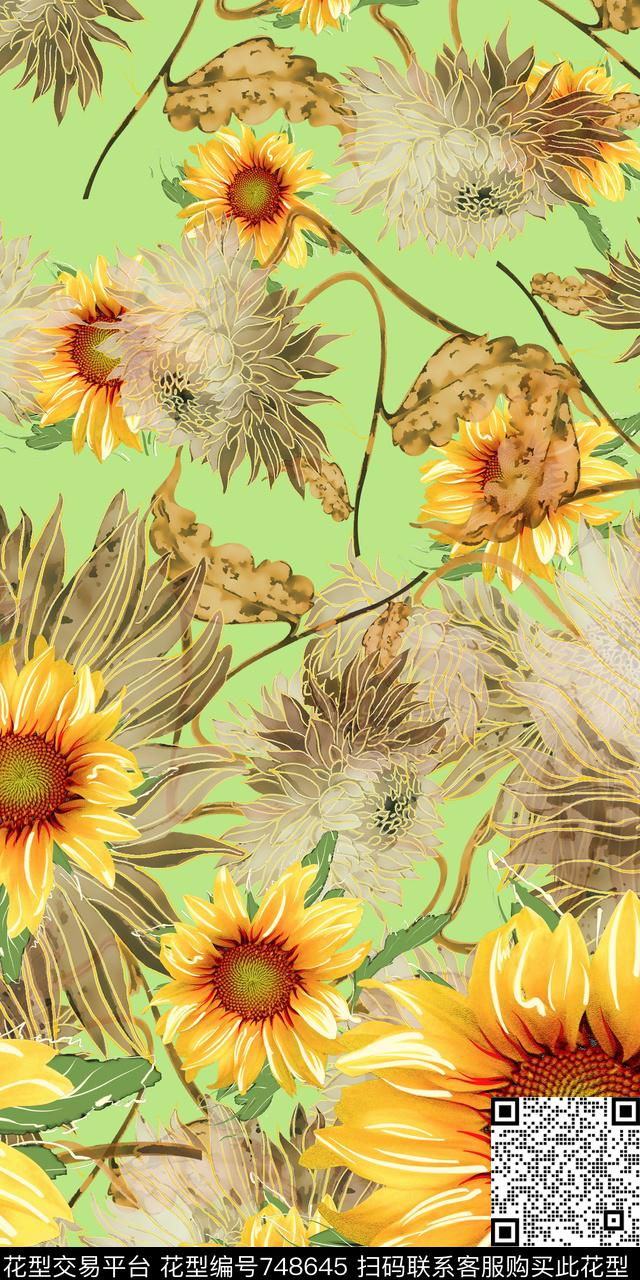 花朵花卉数码印花华亿平台下载（图片编号: 748645） - 瓦栏（Walan）