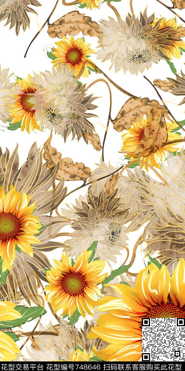 花朵花卉数码印花华亿平台下载（图片编号: 748646） - 瓦栏（Walan）