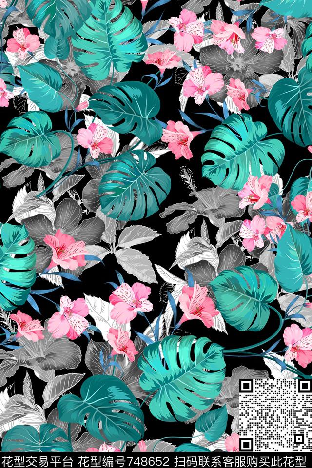 花卉花朵数码印花华亿平台下载（图片编号: 748652） - 瓦栏（Walan）