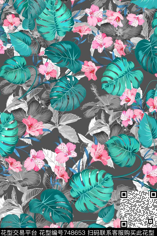 花卉花朵数码印花华亿平台下载（图片编号: 748653） - 瓦栏（Walan）