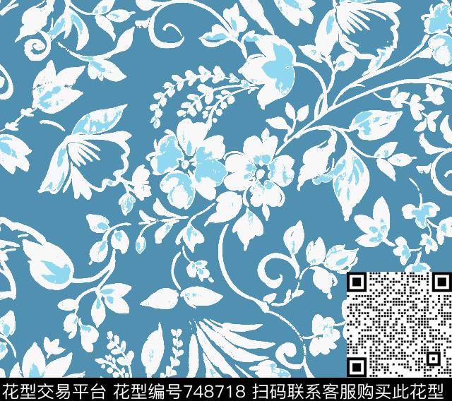 花卉小碎花乱花传统印花华亿平台下载（图片编号: 748718） - 瓦栏（Walan）