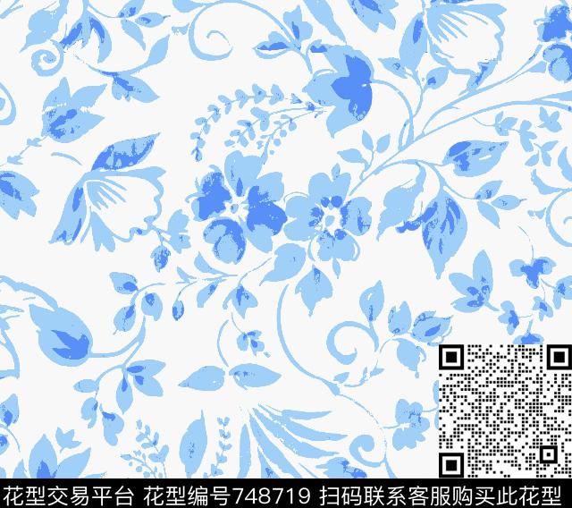 花卉小碎花乱花传统印花华亿平台下载（图片编号: 748719） - 瓦栏（Walan）