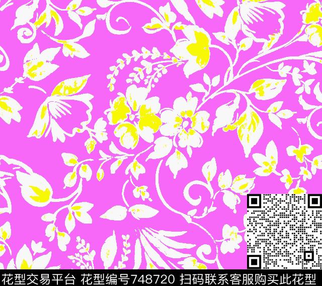 花卉小碎花乱花传统印花华亿平台下载（图片编号: 748720） - 瓦栏（Walan）