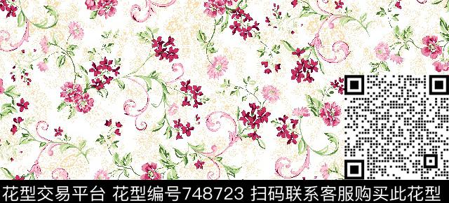 花卉小碎花乱花传统印花华亿平台下载（图片编号: 748723） - 瓦栏（Walan）
