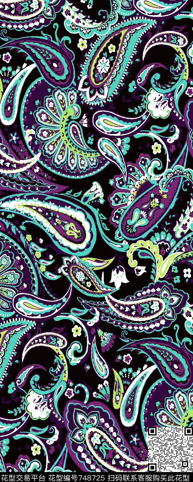 腰果佩斯利火腿花传统印花华亿平台下载（图片编号: 748725） - 瓦栏（Walan）