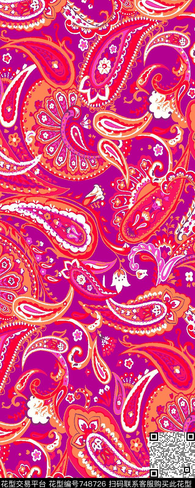 腰果佩斯利火腿花传统印花华亿平台下载（图片编号: 748726） - 瓦栏（Walan）