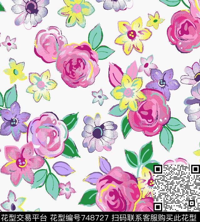 花卉小碎花花朵传统印花华亿平台下载（图片编号: 748727） - 瓦栏（Walan）