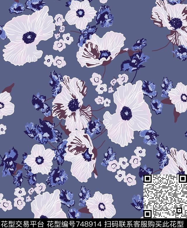 花卉栀子花白话传统印花华亿平台下载（图片编号: 748914） - 瓦栏（Walan）