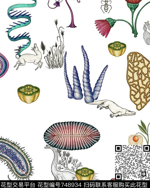 热带丛林热带风情恐龙数码印花华亿平台下载（图片编号: 748934） - 瓦栏（Walan）