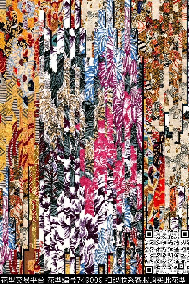 抽象几何拼接数码印花华亿平台下载（图片编号: 749009） - 瓦栏（Walan）