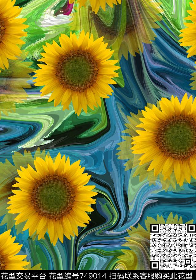 肌理底太阳花简约数码印花华亿平台下载（图片编号: 749014） - 瓦栏（Walan）