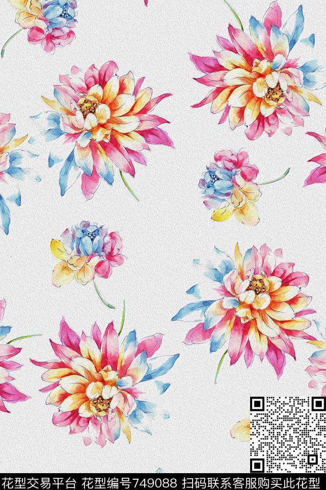 花卉数码印花华亿平台下载（图片编号: 749088） - 瓦栏（Walan）