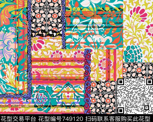 民族风波西米亚几何传统印花华亿平台下载（图片编号: 749120） - 瓦栏（Walan）