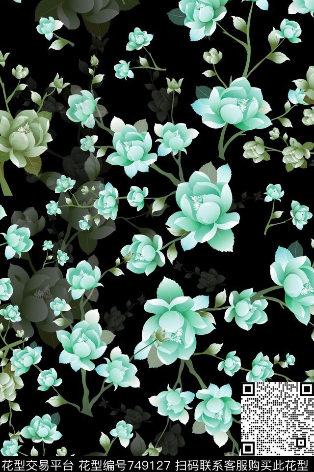 小碎花花朵花卉数码印花华亿平台下载（图片编号: 749127） - 瓦栏（Walan）