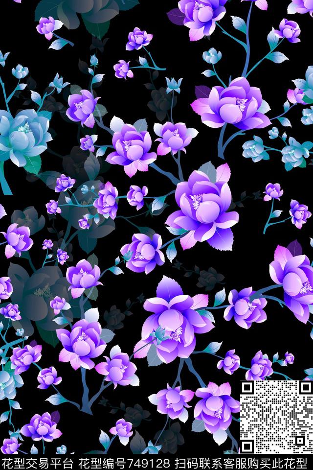 小碎花花朵花卉数码印花华亿平台下载（图片编号: 749128） - 瓦栏（Walan）