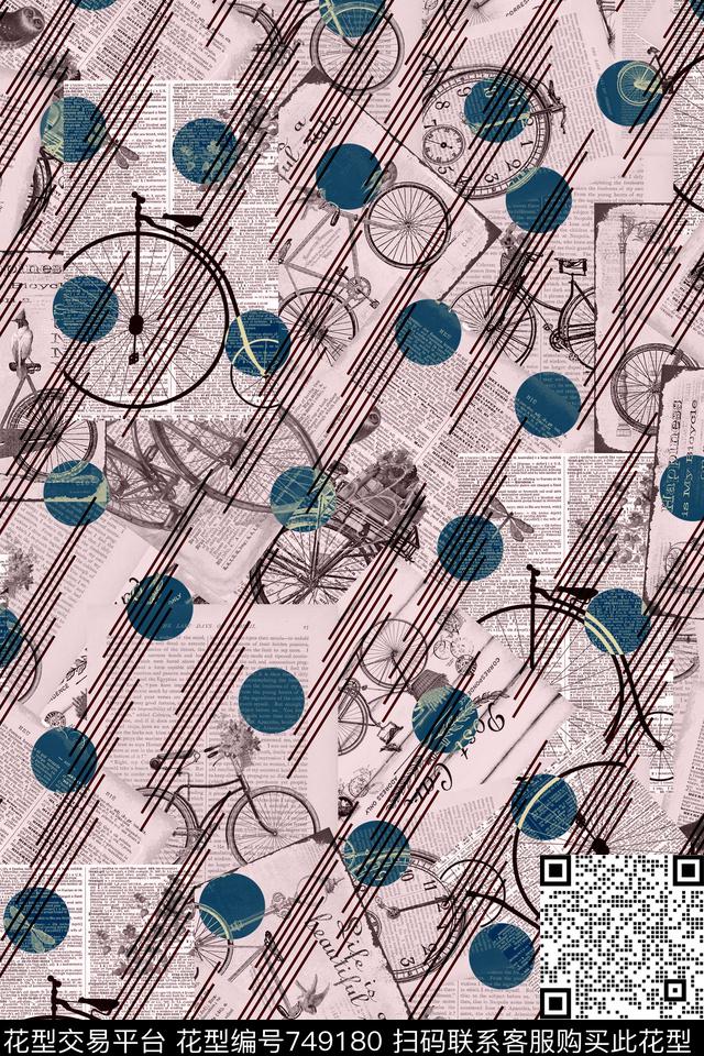 条纹波普点怀旧传统印花华亿平台下载（图片编号: 749180） - 瓦栏（Walan）