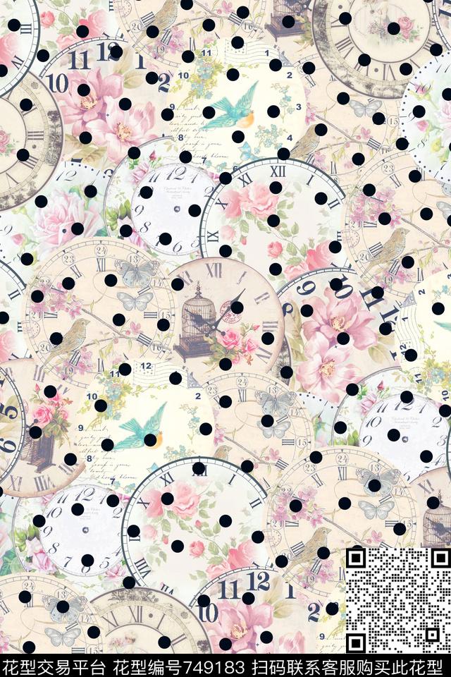 波点可爱清新数码印花华亿平台下载（图片编号: 749183） - 瓦栏（Walan）