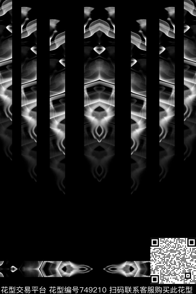 黑白定位二方连续数码印花华亿平台下载（图片编号: 749210） - 瓦栏（Walan）